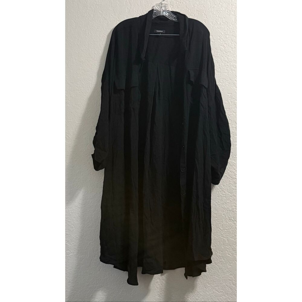 Torrid Casual Midi Shirtdress Collared Neckline Short Sleeve: Black Dress 6 6x